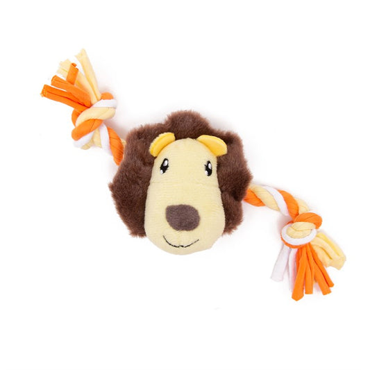 Small Cute Soft Lion Face & Jersey Rope Dog Toy image 0