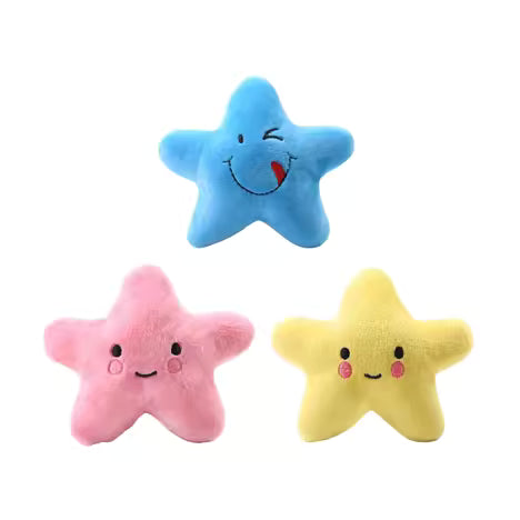 Pentagonal image of a smiling dog and cat plush toy image 0