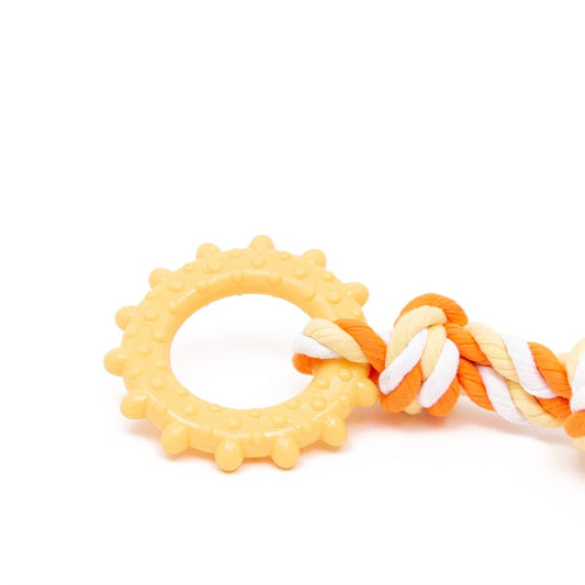 Small Cute Sun Ring & Jersey Rope Dog Toy image 0