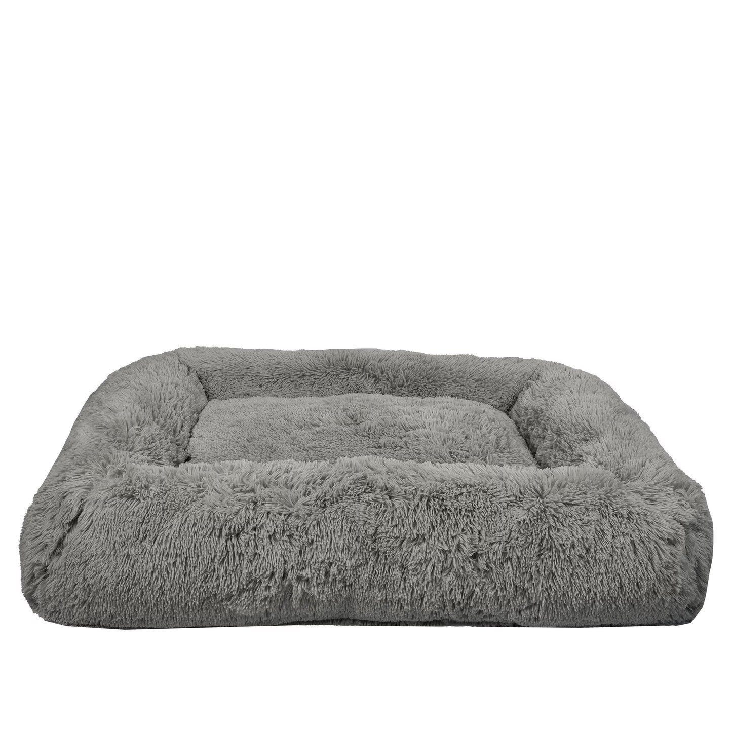 Vibrant Life Large Furry Bolster Dog Bed, Taupe, 36" x 27" image 0