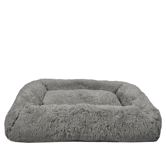 Vibrant Life Large Furry Bolster Dog Bed, Taupe, 36" x 27" image 0