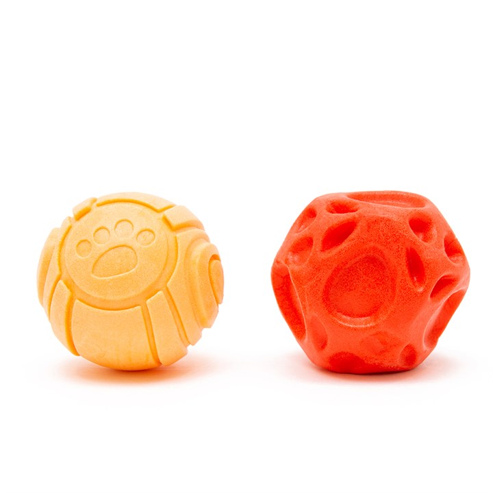 Red Irregular Ball & Orange Paw Ball Dog Toy image 0
