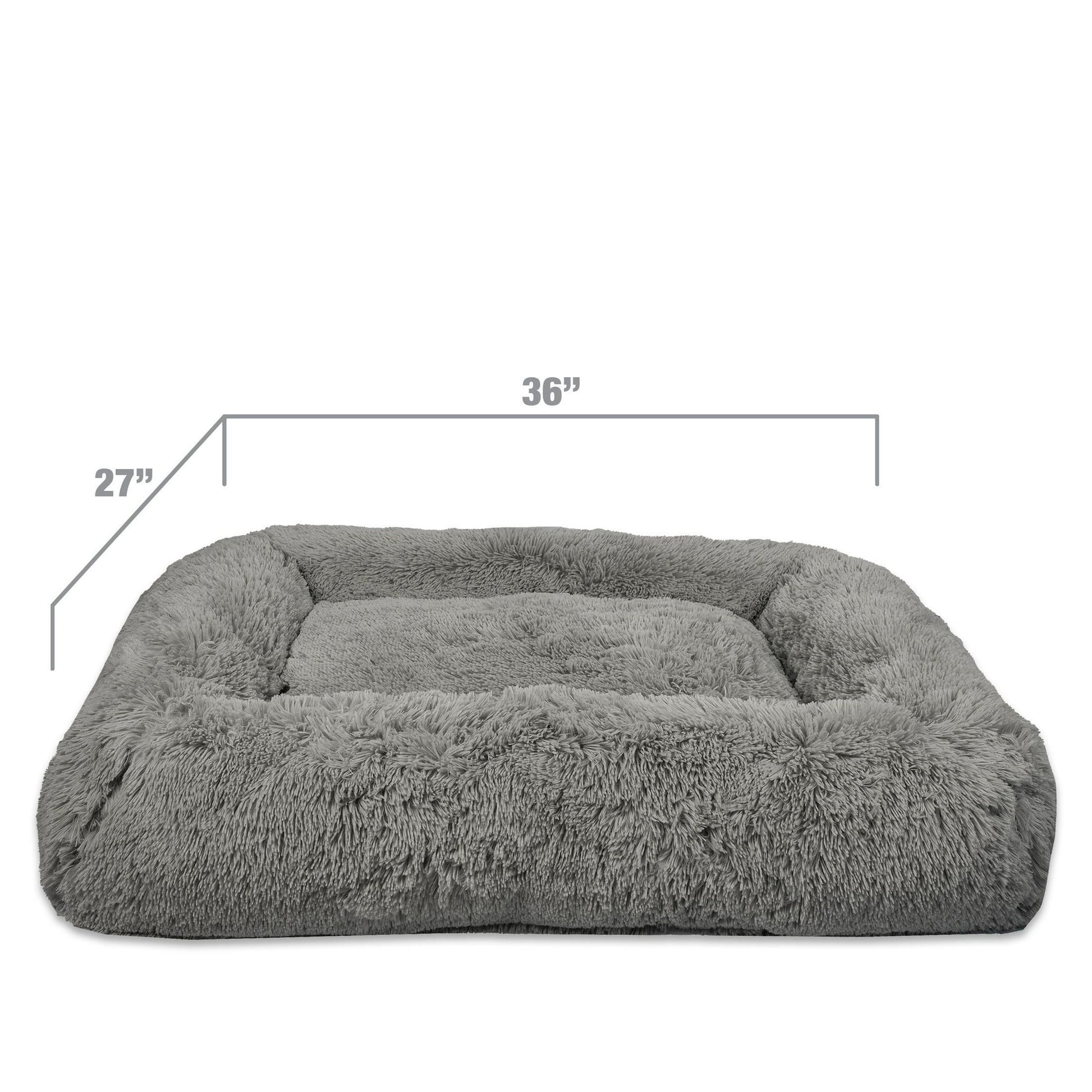 Vibrant Life Large Furry Bolster Dog Bed, Taupe, 36" x 27" Set image 2